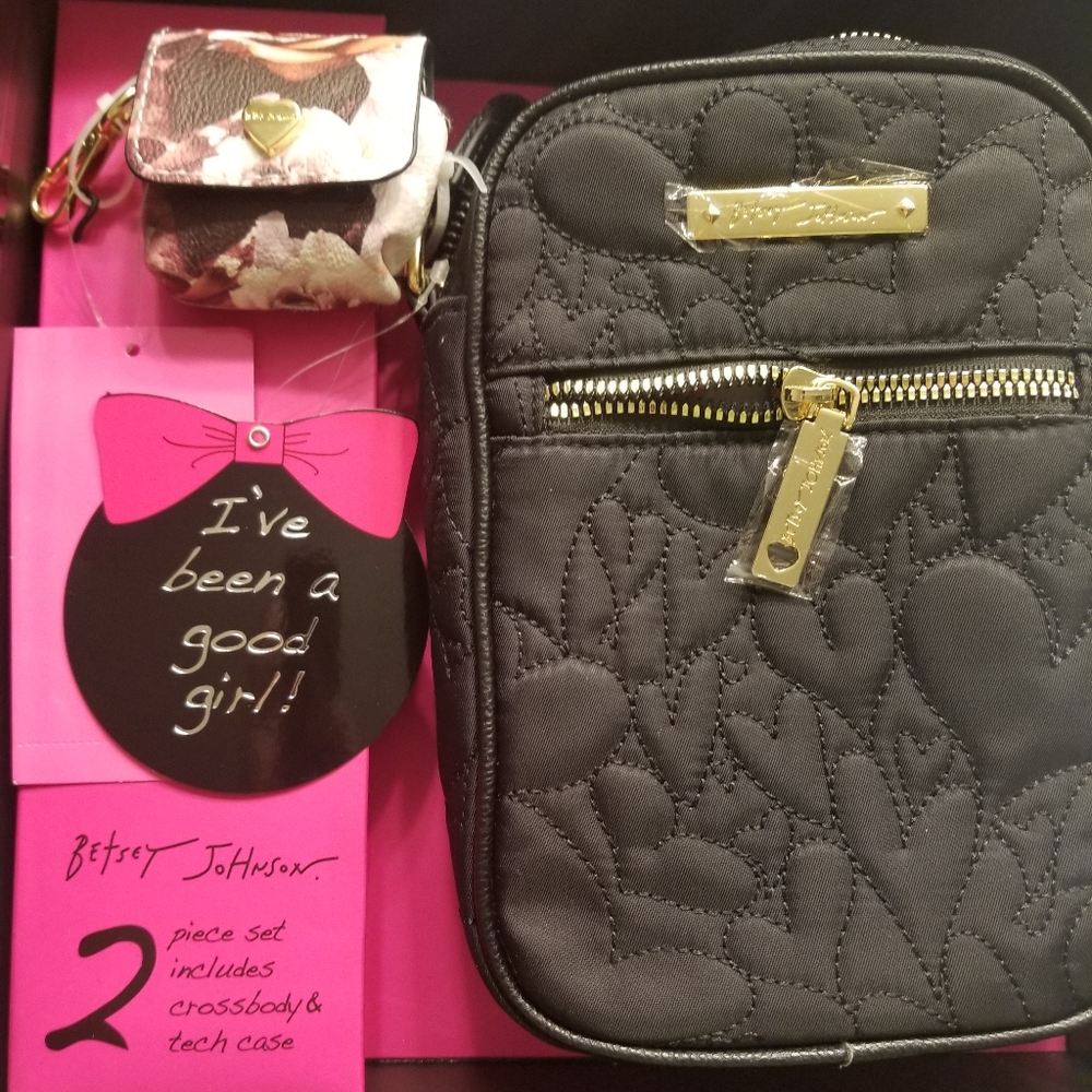Betsey Johnson black crossbody/tech case